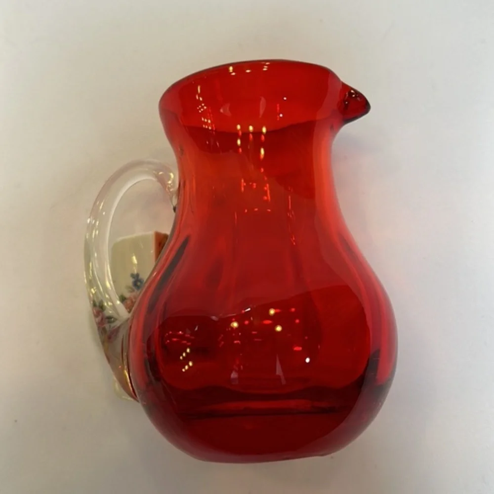 Hand Blown Red Mini Pitcher - Picture 5 of 6